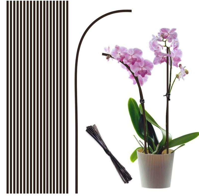 Plant Support Stakes with Orchid Plant Clips for Indoor and Outdoor Garden Tomato Rose Flower Holder Stick Supports Rod Tools