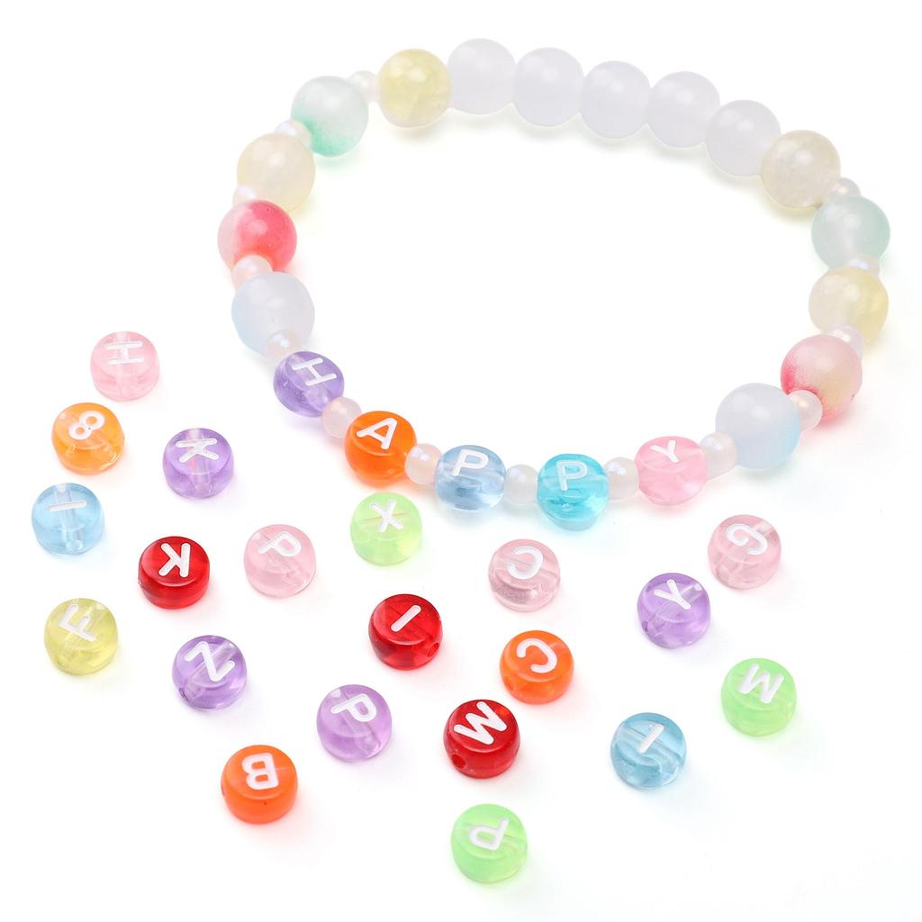 100 ks Akrylové korálky s písmeny Kulaté volné korálky pro DIY náramek Výroba módních šperků