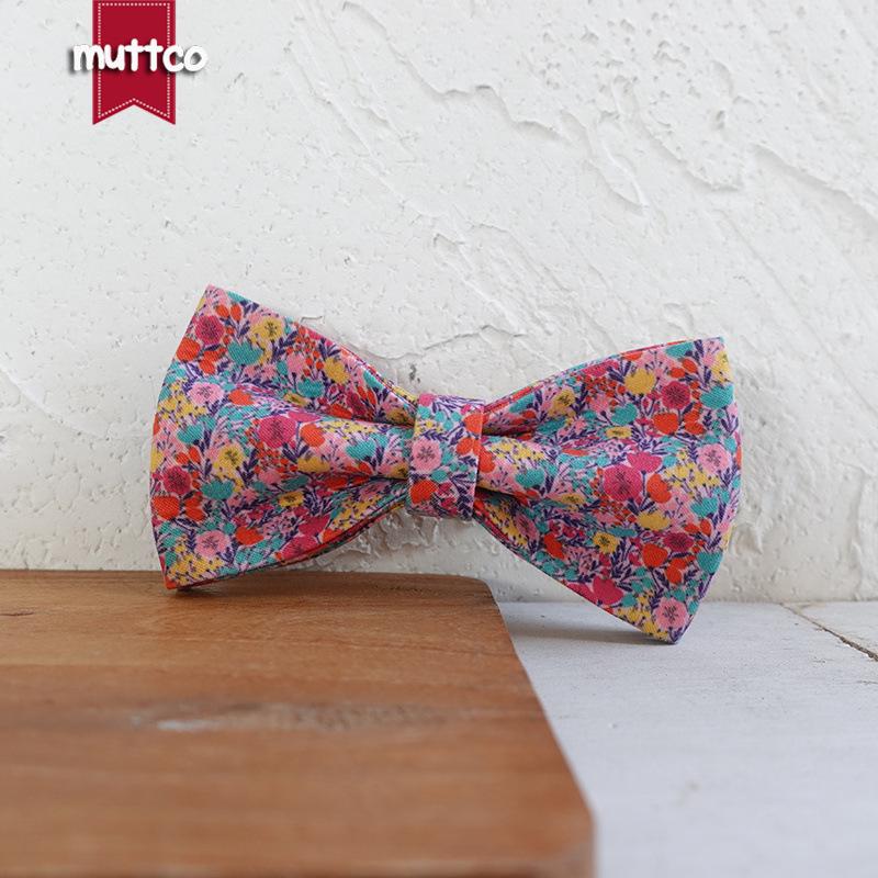 MUTTCO Pink Tulip Dog Collar Necklace with Bow Tie L