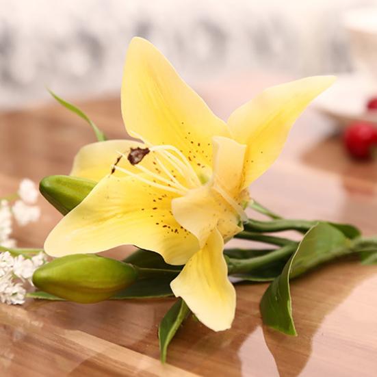 3 Heads Artificial Fake Lily Flowers Bouquet Home Garden Party Wedding Decors