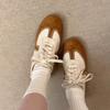 Cowhide Version~ American Retro German Training Shoes Sports Shoes Women's Platform Casual Board Shoes Versatile Color Matching Lace-up White Shoes
