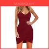 Vestido Casual Sexy de Tirantes con Cuello en V de Color con Silueta Tubo Ajustada para Mujer