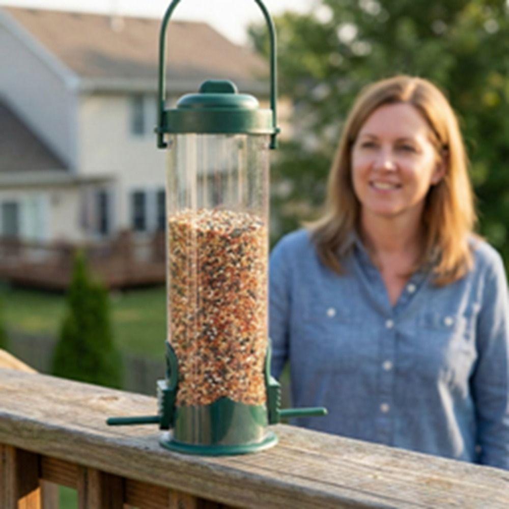 3pcs/set Large Capacity Hanging Bird Feeder Metal Mesh Bird Feeding Station Tube Feeder  Outdoor