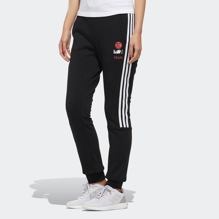 Adidas Neo X Disney Mulan Embroidered Print Vintage Striped Cuffed Sweatpants Women Bottoms Black GK5900