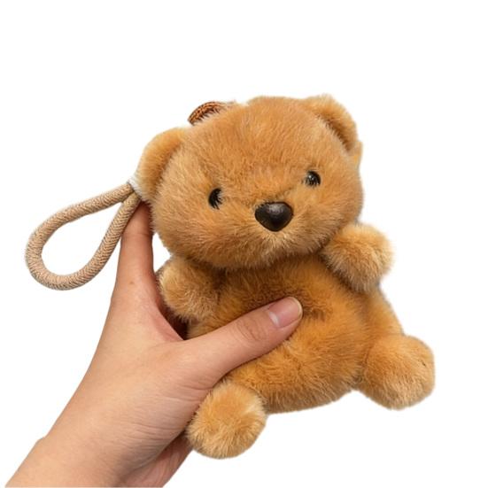 Bag Pendant Cartoon Animal Doll Plush Charm Keychain with Lanyard Soft Fluffy Texture Stress Relief Table Companion