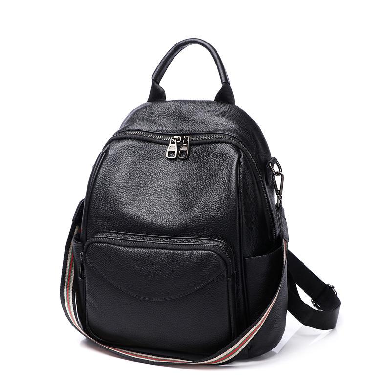 2020 New Leather Cowhide Women's Leather Korean Version Versatile Bag Women's First Layer Cowhide Backpack Women's Large Capacity