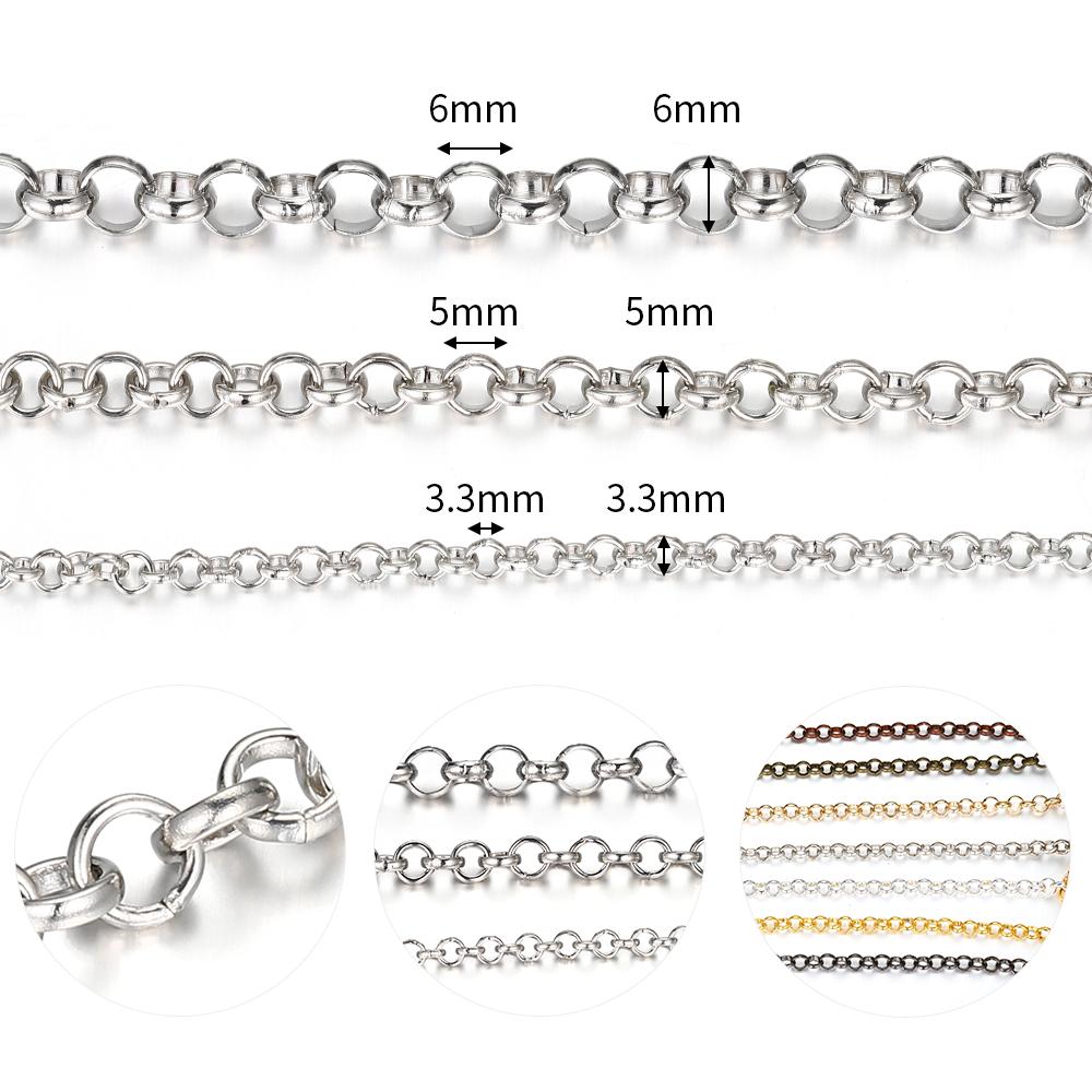 2Meters O Shape Necklace Chains Copper Bracelet Cable Link Bulk Chains DIY Handmade Jewelry Making Findings Wholesale