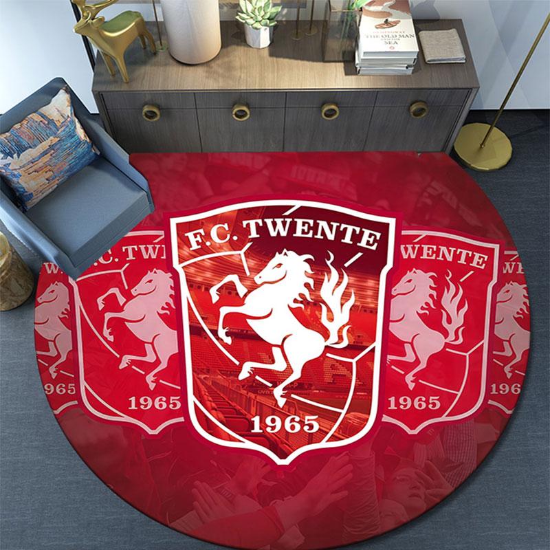 FC Twente Enschede pattern round rug,Carpet Rug for Living Room Bedroom Playroom ,Non-slip Floor Mat,Holiday Gifts and Birthday Gifts.