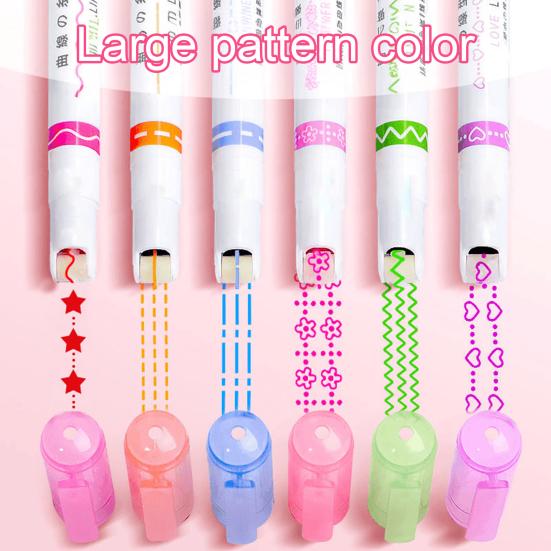 Highlighter Pen Set Wave Flower Border Markers for Journaling Multi-Color Smooth Writing Creative Drawing Tool for Scrapbooking & DIY Crafts