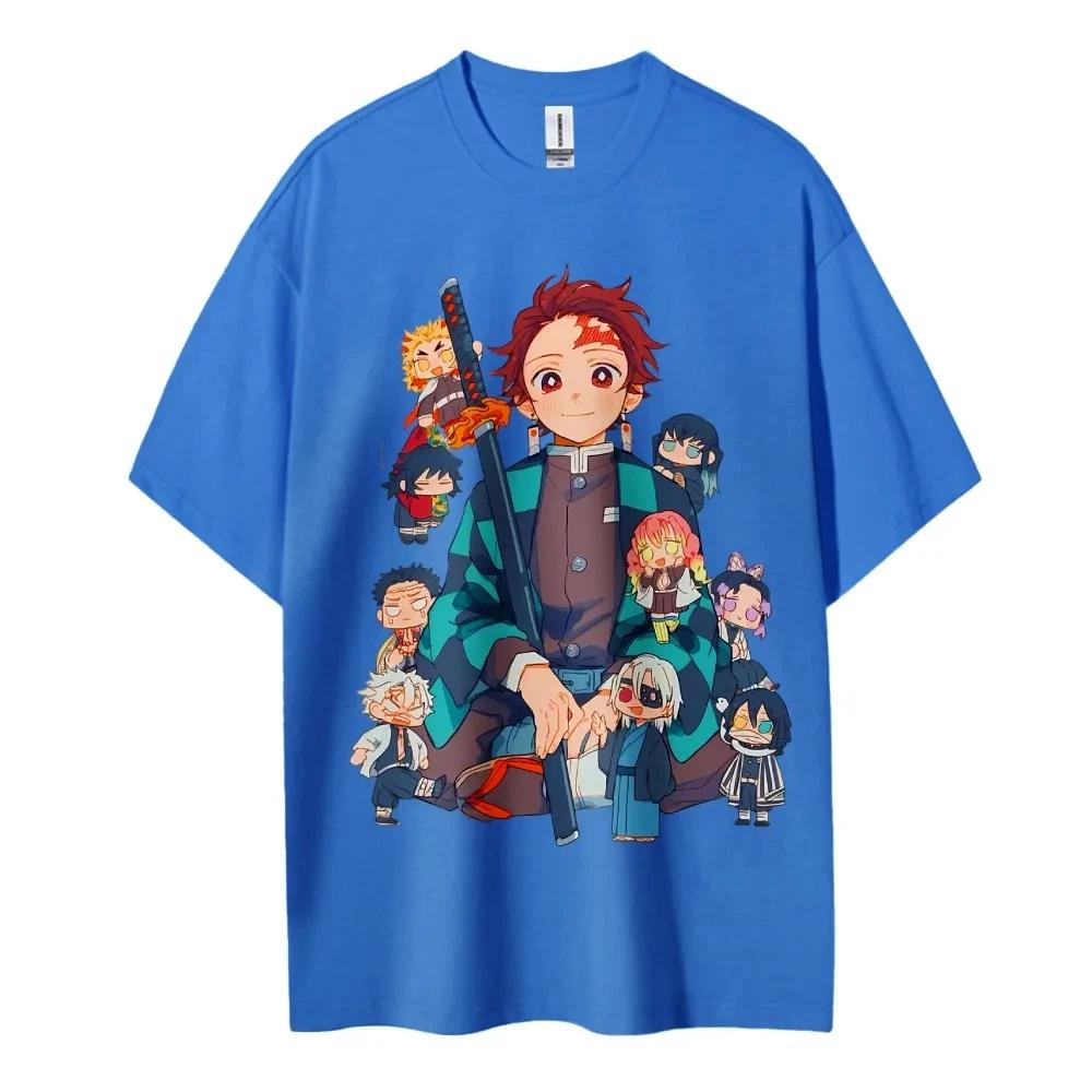 Hot Sale Demon Slayer Japanese Hot-blooded Anime Classic Loose Casual Oversized Short-sleeved Comfortable Soft Cotton Summer New Tee Oversized Top