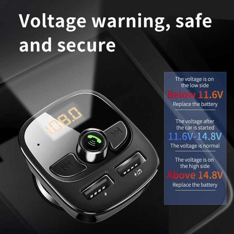 Car Mp3 Player Bluetooth 5.4 FM Transmitter Car Charger Adapter Dual USB Support TF Card & U Disk Hands-Free Call