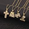 Nidin High Quality Cross/Heart Mama Letter Sparkling Zircon Pendant Necklace For Women Female Irregular Geometric Jewelry Gifts