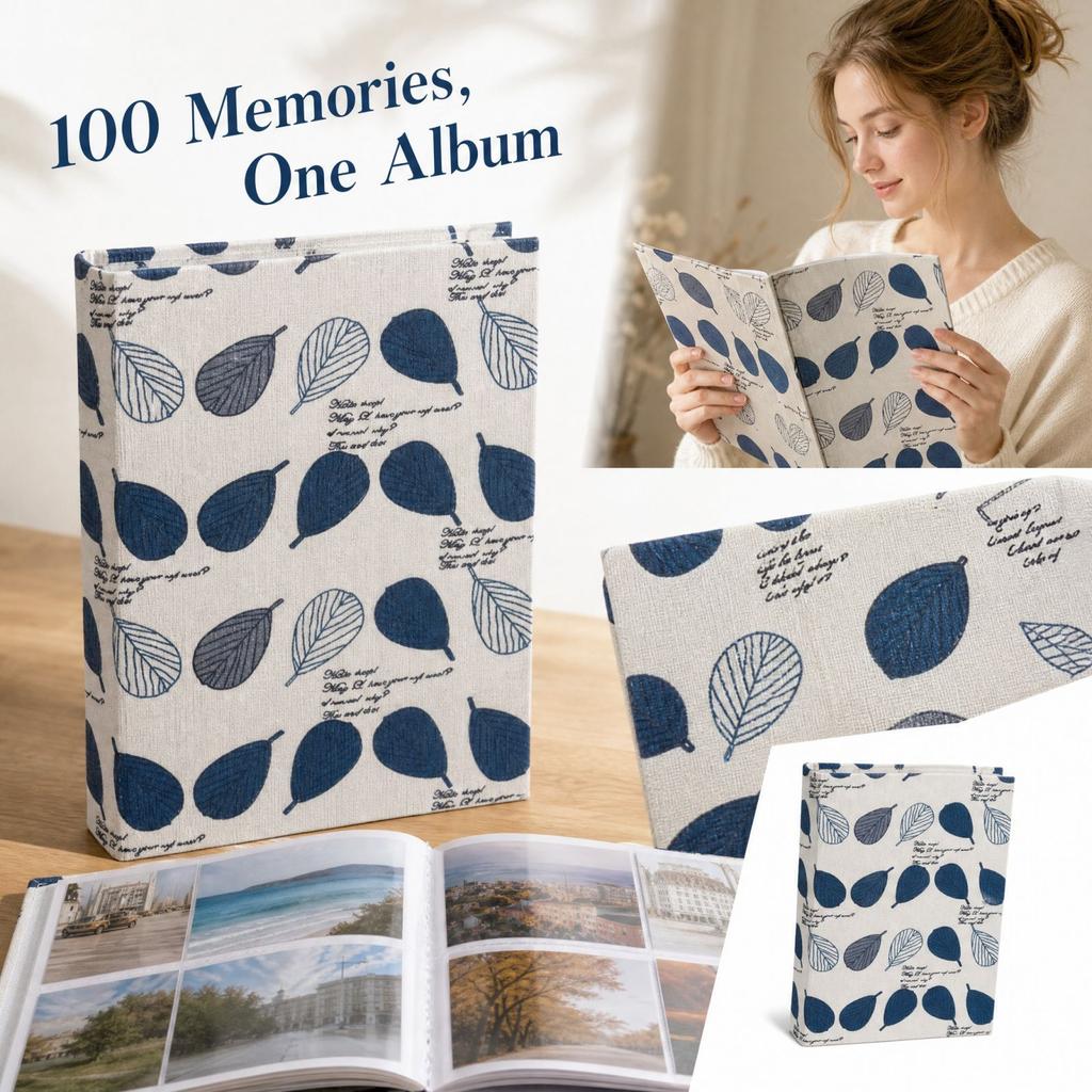 Photo Album with 100 Insert Pockets, Holds 100 Photos