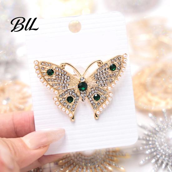 Vintage Lapel Pins Women Rhinestone Butterfly Brooch Pin, Insect Alloy Badge Pin Jewelry Accessories for Daily Wear Wedding Party Prom Bridal
