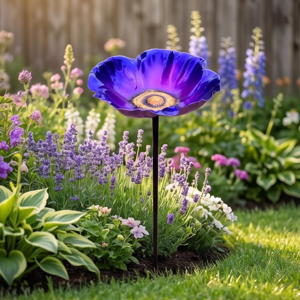 Metal Bee Butterfly Feeder Decorative Bowl Flower Colorful Lawn Stake Bee Baths for Garden for Outdoor Garden Yard Lawn Decor