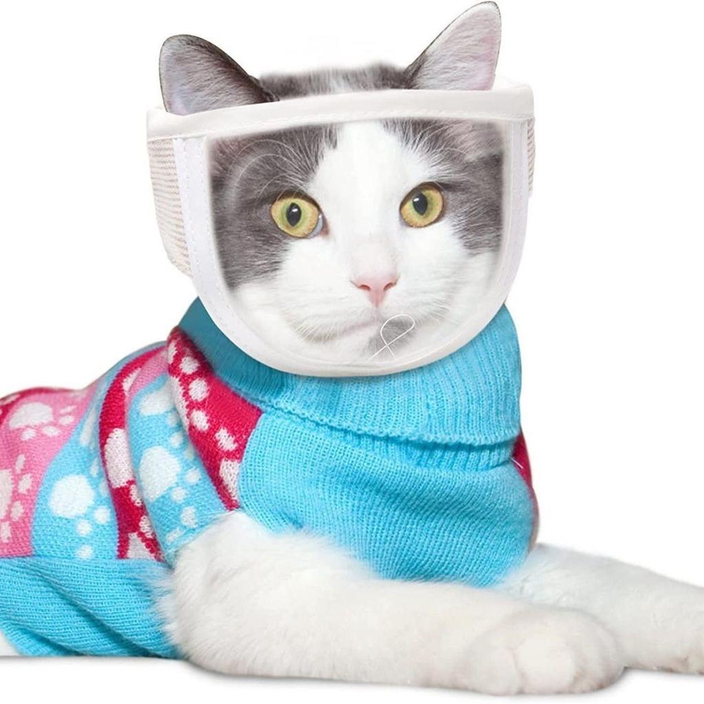 Transparent Cat Face Mask, Pet Mask for Cleaning and Embellishment, Reverse Biting and Reverse Call Cat Breathable Mask