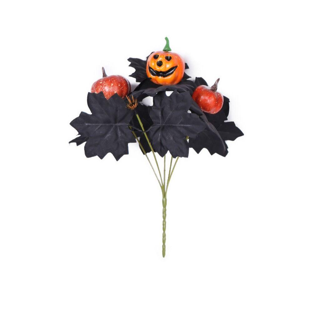 

Черный букет искусственных цветов Реалистичная имитация Кленовый лист Хэллоуин Тыквы Ветка Макет style B