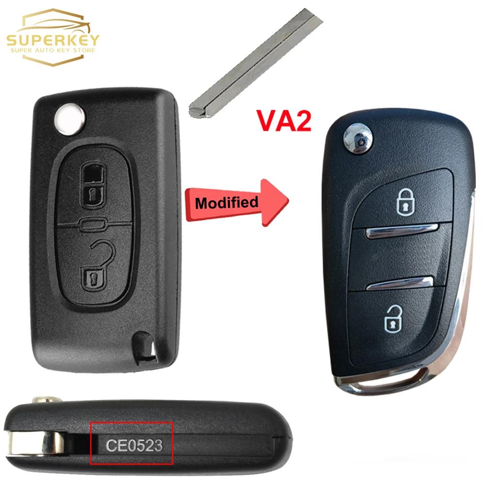 SUPERKEY Aangepaste Afstandsbediening Autosleutel Behuizing Klaphoes Voor Citroen C2 C3 C4 C5 Berlingo Voor Peugeot 207 307 308 407 607 HU83 VA2