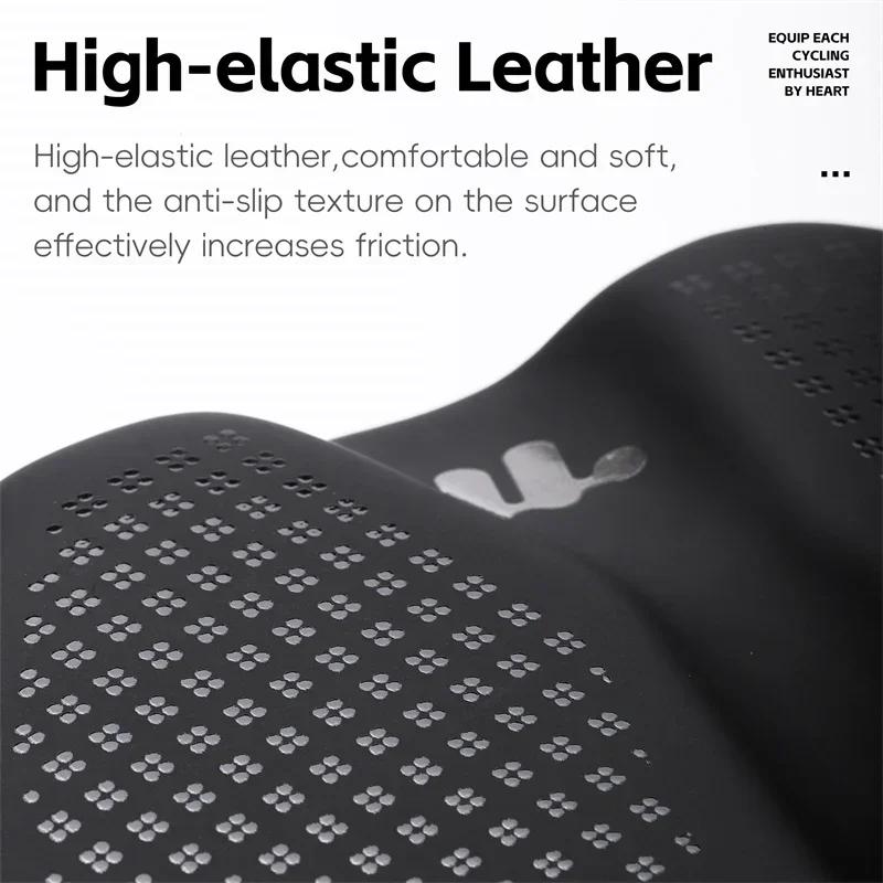 Bicycle Saddle Hollow Breathable Soft Seat Cushion MTB Shock Absorbing Non-Slip Leather Road Bike Lightweight Saddle