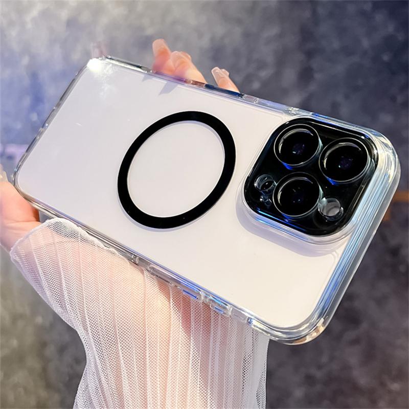 For Magsafe Case For iPhone 17 16 15 14 13 Pro Max Magnetic Transparent Wireless Charge Phone Cases For iPhone Air 16 Plus Cover