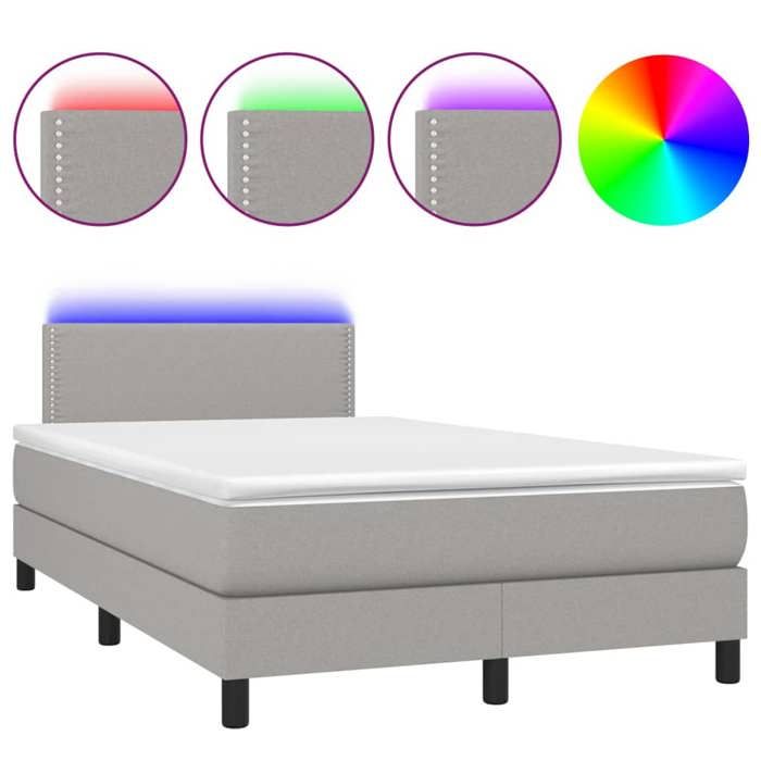 VidaXL Slat Bed Base with Mattress and LED, Upholstered Bed, Double Bed, Adult Bed for Interior Bedroom, 3133061