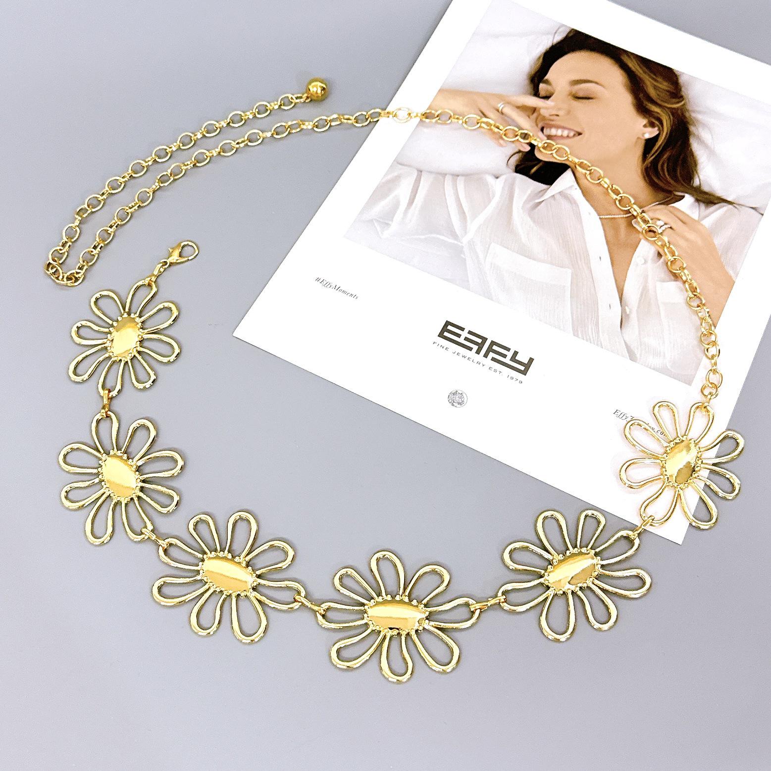 

Элегантная женская цепочка на талию с цветочным декором