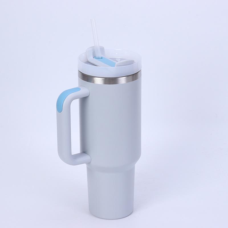 Large Capacity Insulated Stainless Steel Car Cup with Handle and Straw - Double Layer for Cold Retention (Ice Buster)