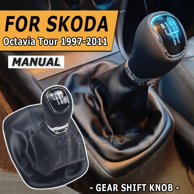 5/6 Speed Manual Gear Shift Knob Lever Pen Black Gaiter Boot Cover Case For Skoda Octavia Tour 1997-2011 Car Accessories