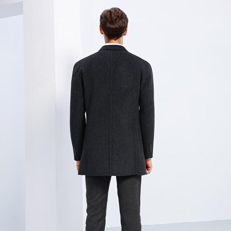 SNOWFLYING Men's Wool Blend Mid-Length Double-Faced Overcoat