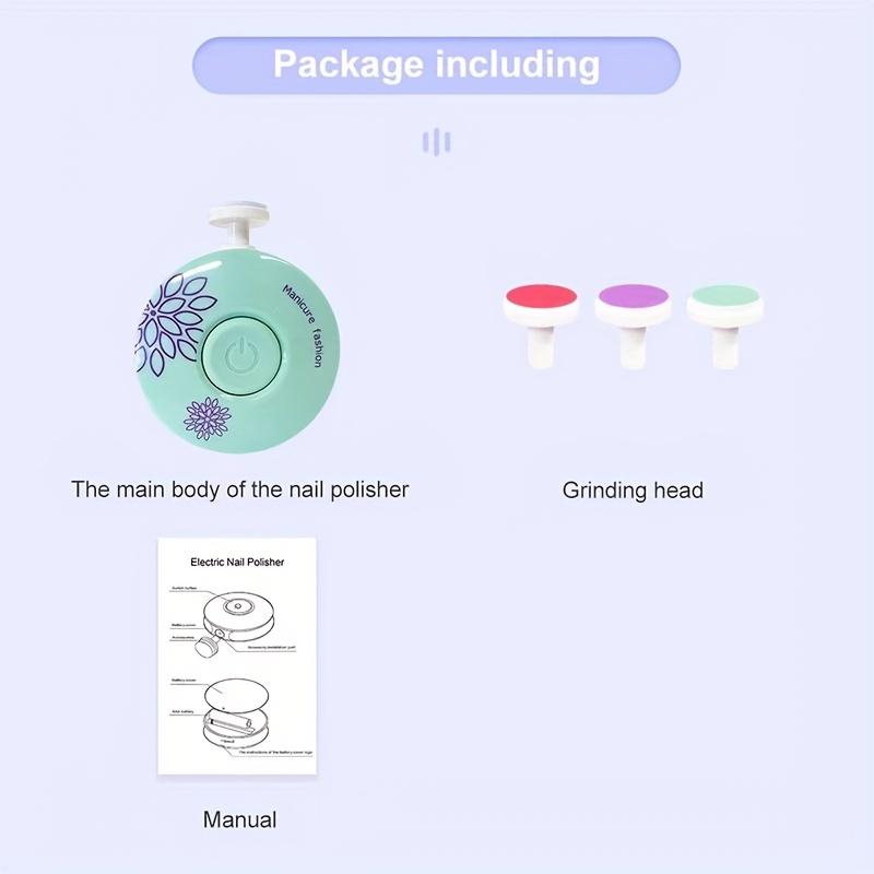 (Without Battery) 3pcs Electric Baby Nail Trimmer Kid Nail Polisher Tool Infant Manicure Scissors Baby Hygiene Kit Baby Nail Clipper Christmas