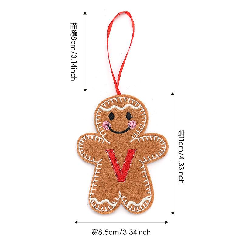 Gingerbread Man Ornaments for Christmas Tree Hanging Decor with Alphabet Letters Festive Holiday Home Decorations Gift