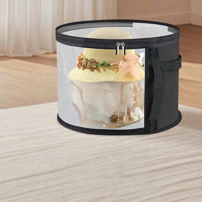 1Pc Hat Box Round Travel Hat Organizer Wear-Resistant Storage for Caps Headwear Accessories Convenient Durable Portable Fashion