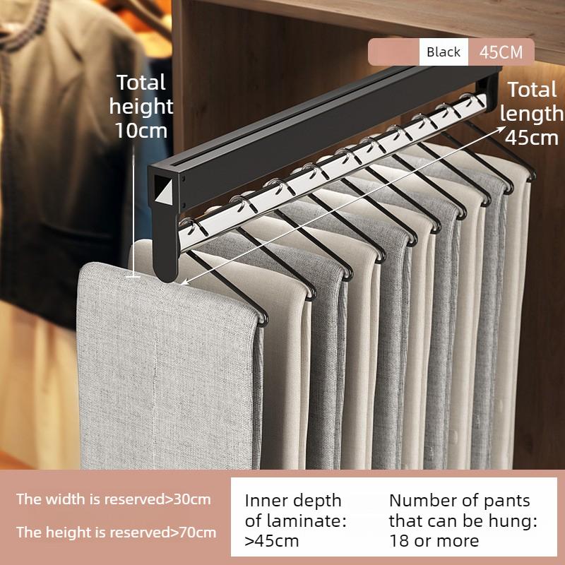 Wardrobe Sliding Rail Pants Hanger Retractable Clothes Rack Modern Bedroom Coat Racks Metal Aesthetic Multifunctional Hangers