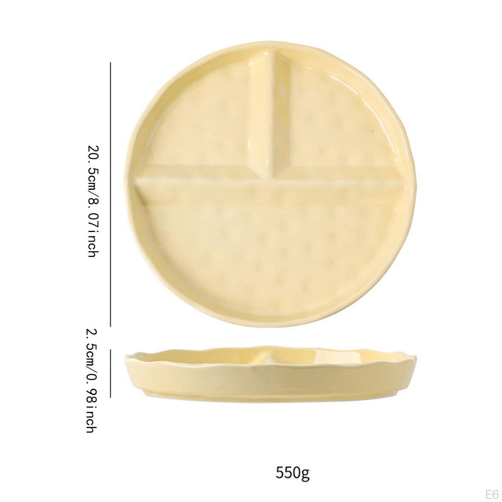 Adult Divided Plate, Ceramic Serving Tray, Practical Non-Slip Kitchen Storage for Controlling