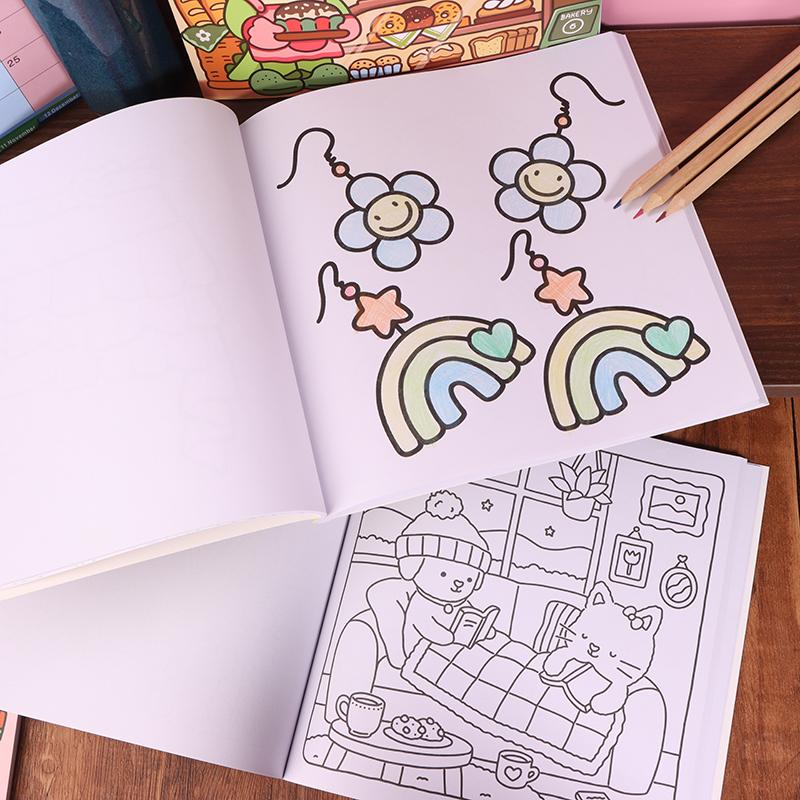 1 Bucată Cadou Relaxare Carte de Colorat Prieteni Cozzy Pentru Adulți Adolescenți Cu Creaturi Adorabile În Momente Cozzy Hygge