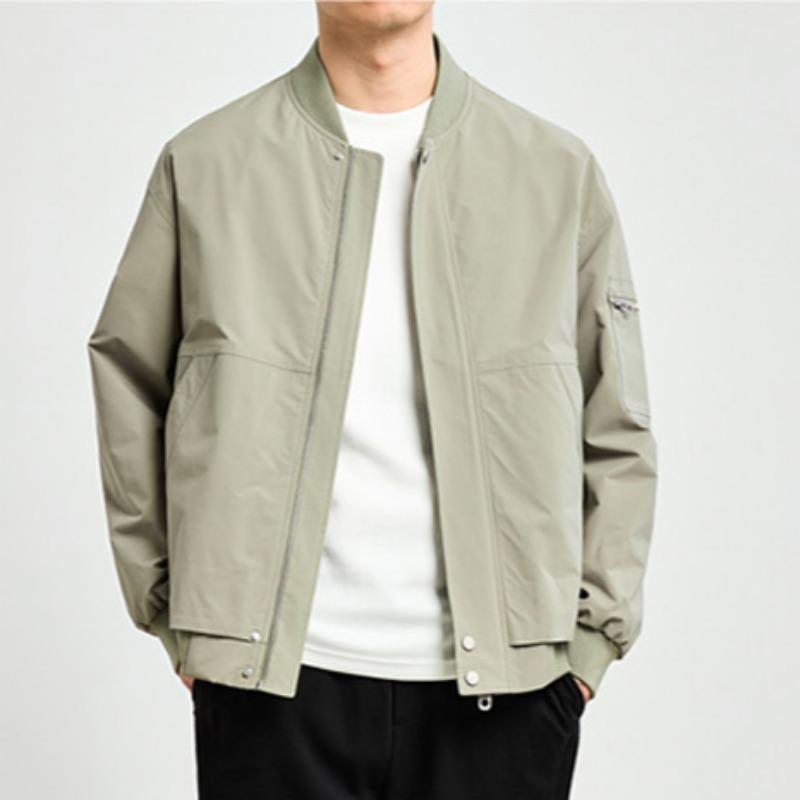 Spring New Men's Simple Solid Color Casual Baseball Collar Flying Suit Jacket