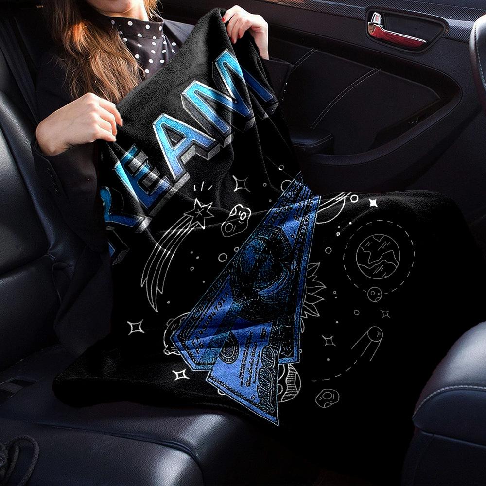 1pc Dream Money Soft Flannel All Season Throw for Home, Office, Outdoor UseDurable Comfort Soft Warm Throw for Home