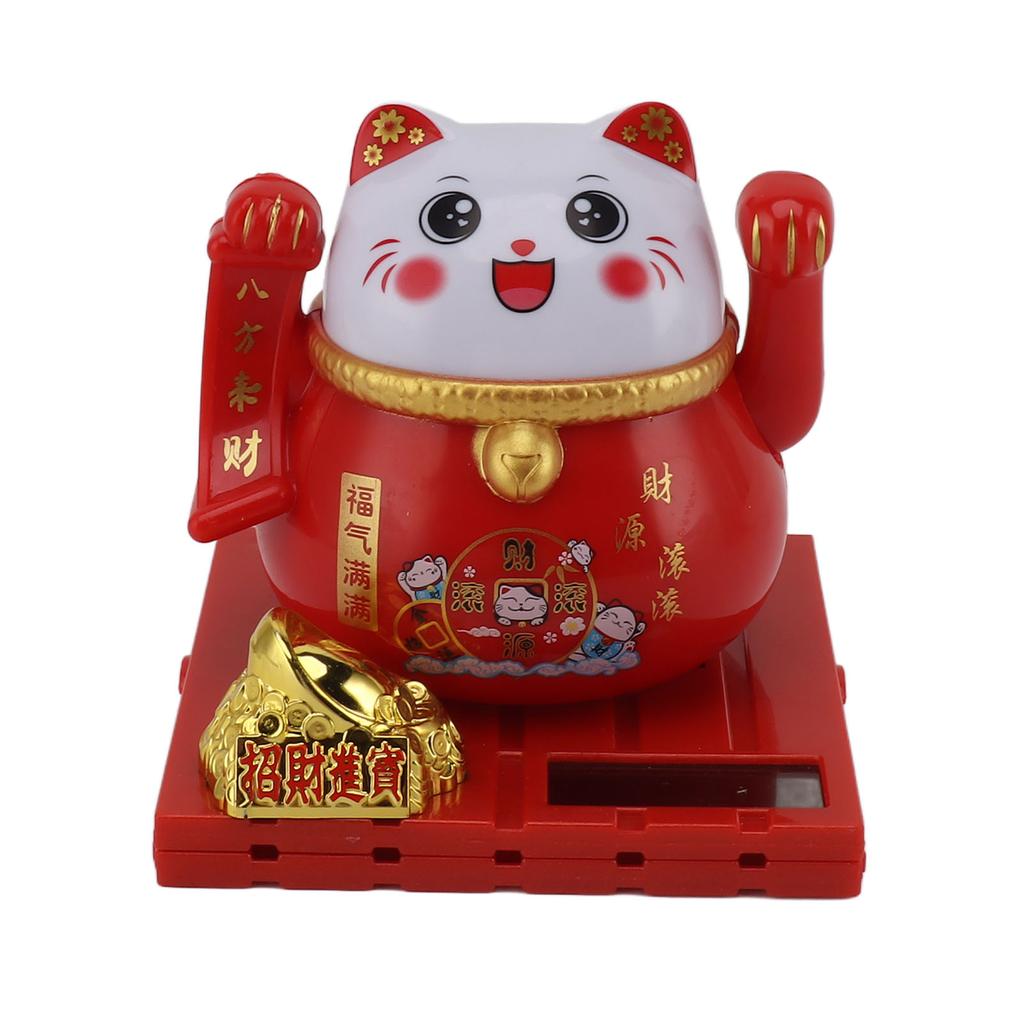 Kot na szczęście zasilany energią słoneczną, jasne kolory, energooszczędny, machający kot na energię słoneczną, szczęśliwe bogactwo, witający kota