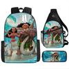 Moana Printed Primary And Secondary School Backpack Three-Piece Set