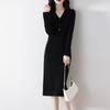 Dame Genser Kjole 100 % Ull MODERN NEW SAGA V-hals Strikk Lang Pullover Vintergensere Ull Lang Kjole Dame