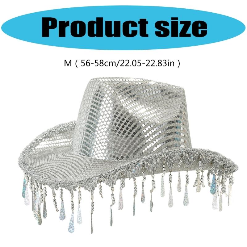 Glitter Party Hat Encrusted with Mirrored and Tassels for Women Party Wear Festival Holiday Bridal Hat Props