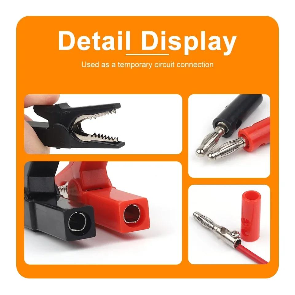 4pcs 55mm Alligator Clips with Banana Plug Test Probes and 4mm Cable Clips Red Black for Electronic Testing Accessories