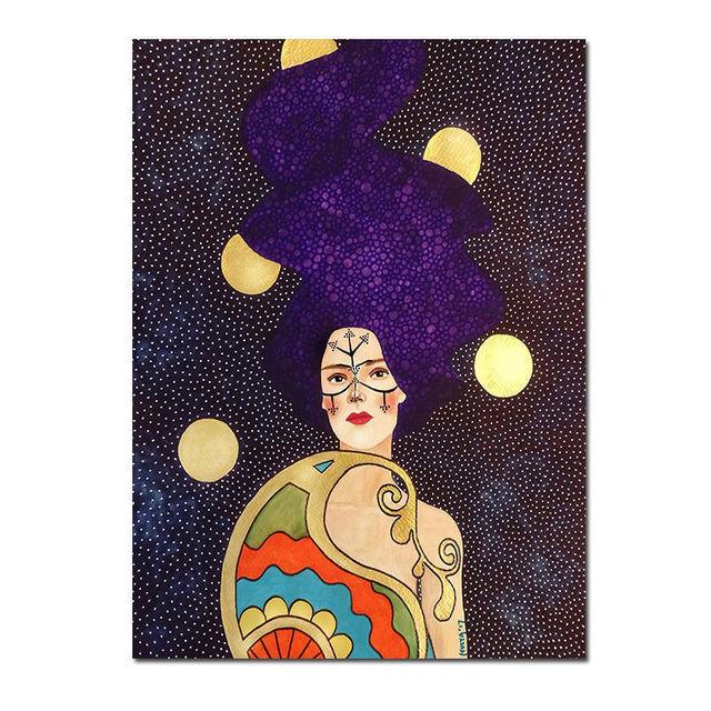 Nordic Abstrakte Mädchen Blume Vogel Leinwand Malerei Poster Drucke Vintage Wand Kunst Bild für Wohnzimmer Wohnkultur Cuadros Kein rahmen