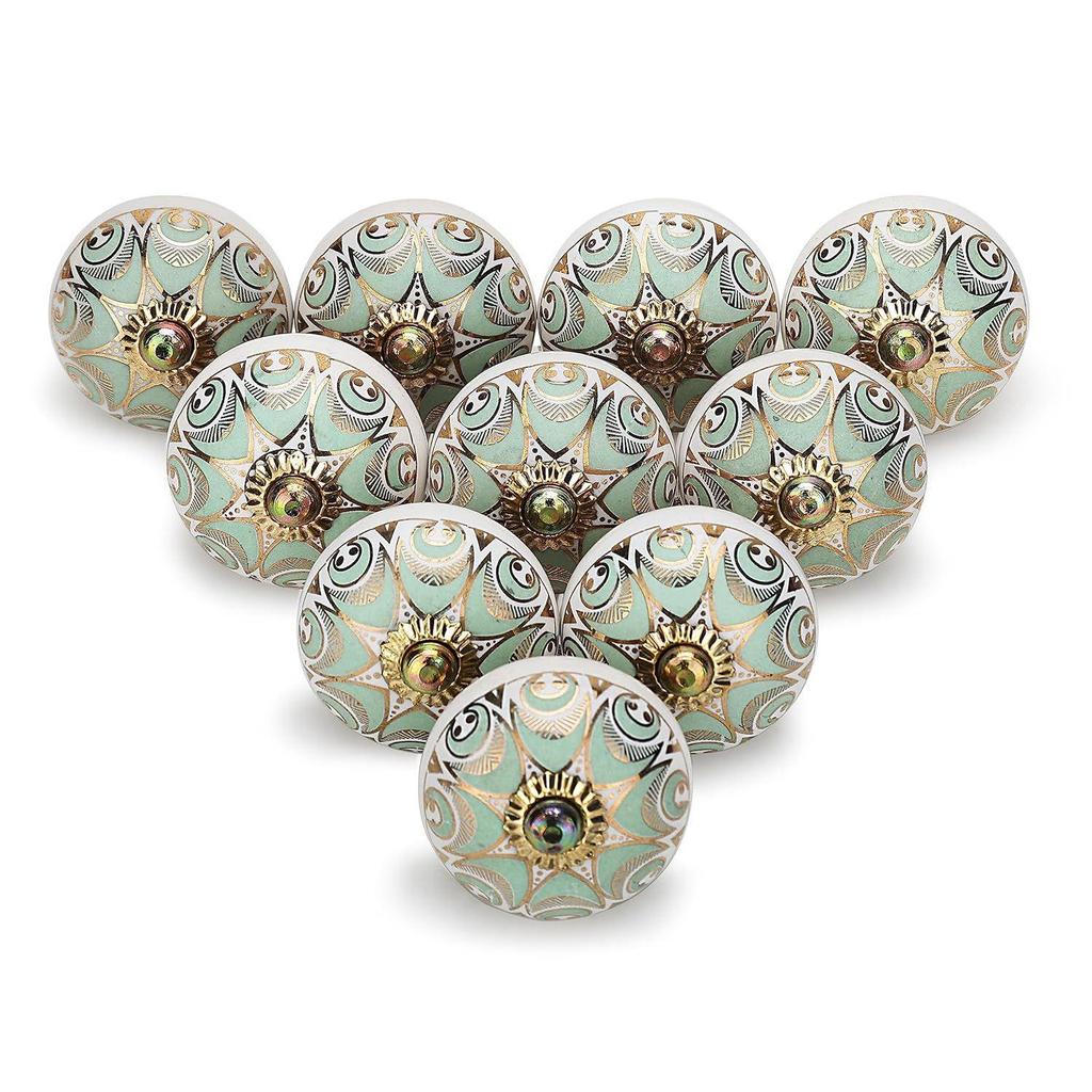 Goldene Druckknöpfe für Tür, Schublade, Schrank, Anrichte, Küchenmöbelbeschläge, Schrank-Ziehgriff für Heimdekoration, 4er-Pack, Hellgrün