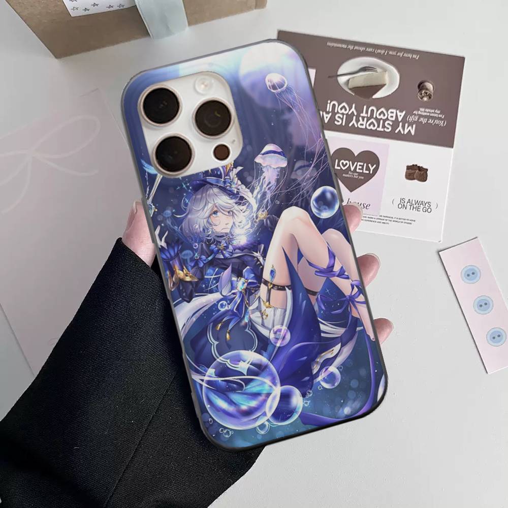 Genshin Impact Furina Phone Case For iPhone 17 16 15 14 Plus 11 12 13 Pro Max Shockproof Protection Soft Back Cover