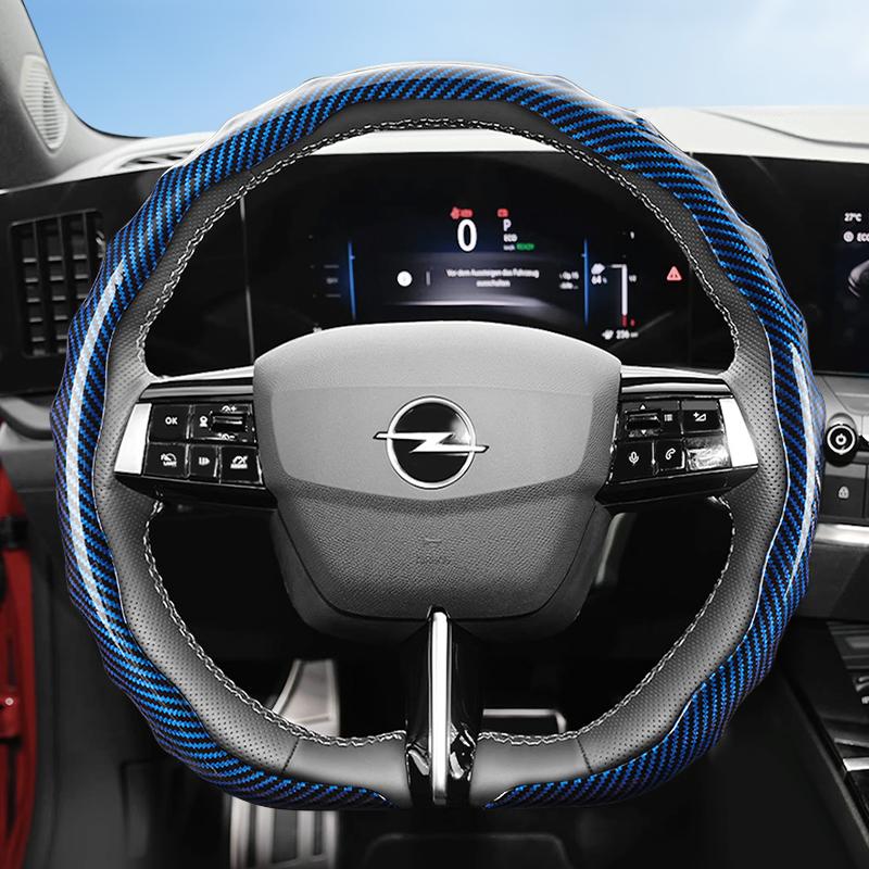 Suitable for Opel Carbon Fiber Texture Steering Wheel Cover Snap-On Wave-Shaped Sports Design Protective Shell Corsa Nouveau Mokka Astra Gse Grandla