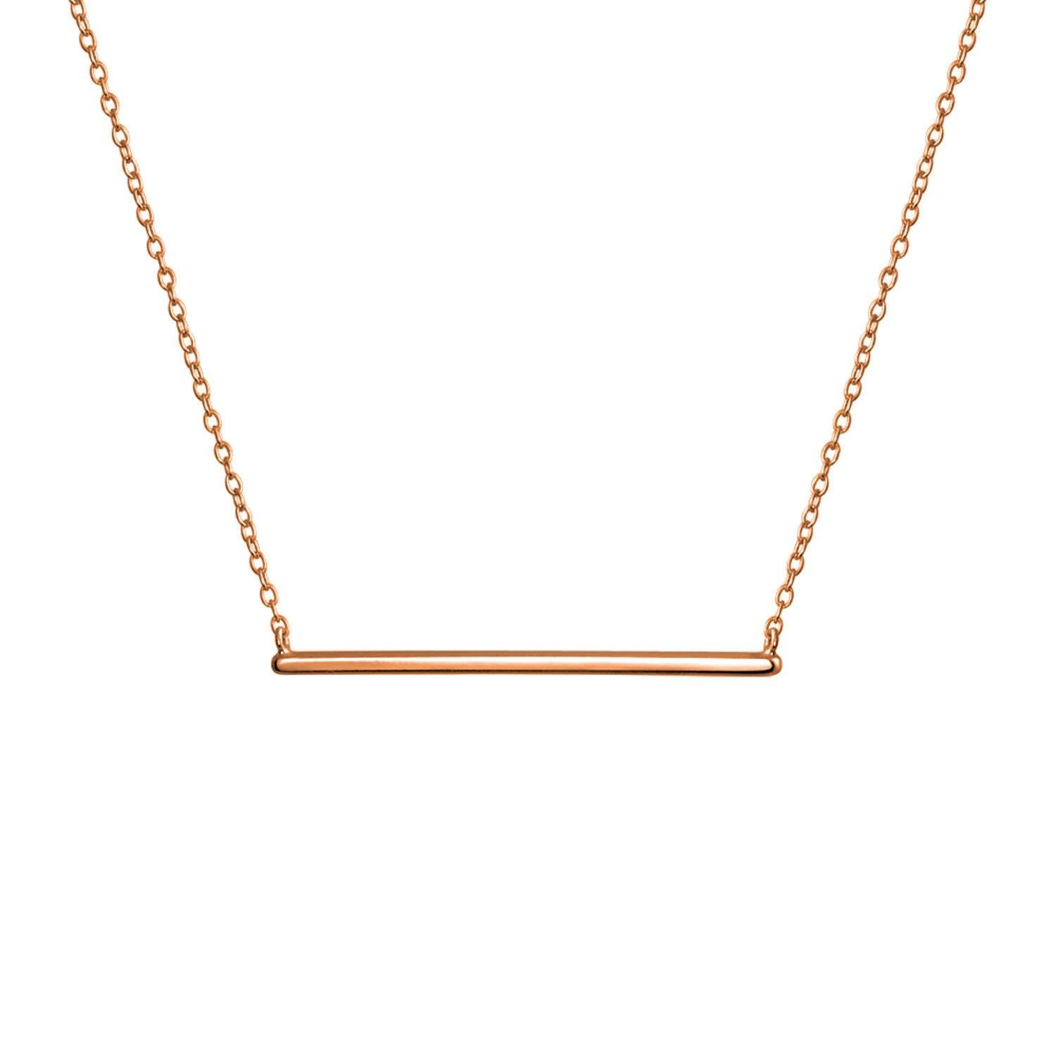 

Thin Minimalist Horizontal Round Station Bar Pendant Necklace For Women Teens Rose Gold Plated Silver .925