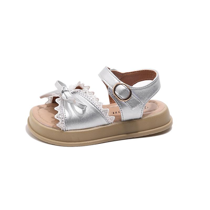 Dívčí sandály Sladká mašle Batole Děti Princezna Plážové boty Měkká podrážka 2025 Léto Nové Dětské ležérní boty Prodyšné Protiskluzové