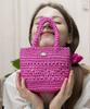 Slowslowly Lily Raffia Handmade Crochet Mini Tote Bag _ Pink