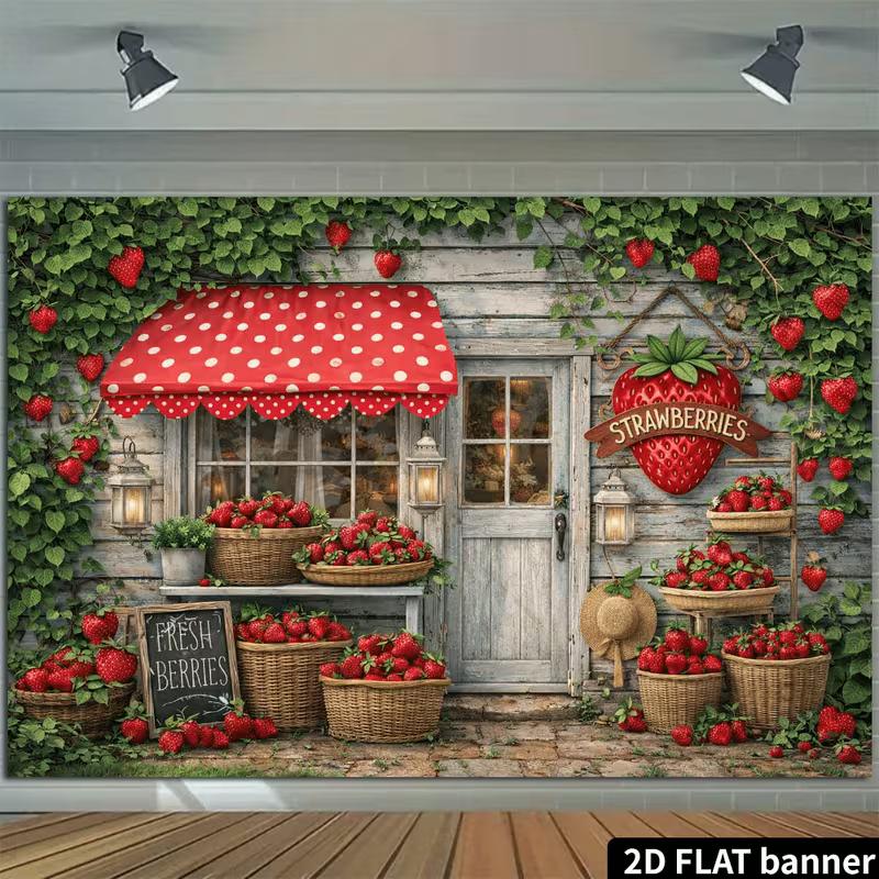 2D Fresh Berry Market Backdrop Baby Shower Photography Background